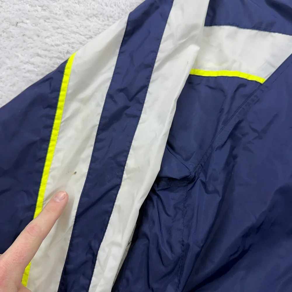 Vintage Adidas Windbreaker Jacket Mens Large Navy Blue White Neon Full Zip‎ 90s